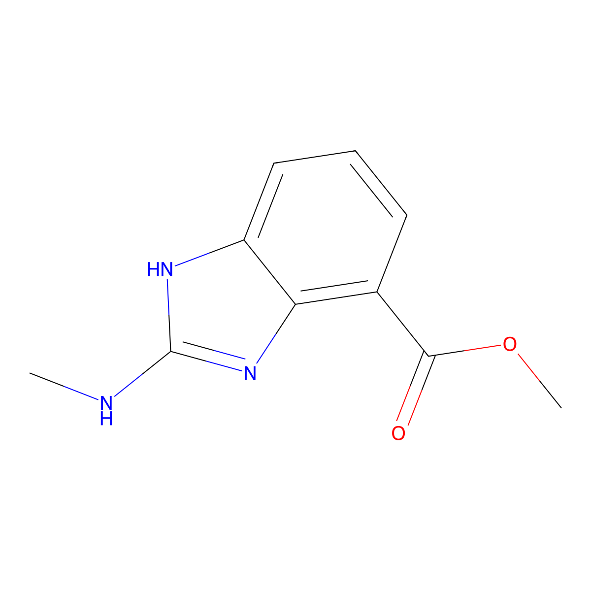 methyl 2-(methylamino)-1H-1,3-benzodiazole-4-carboxylate molecular structure, CAS 2955715-13-4