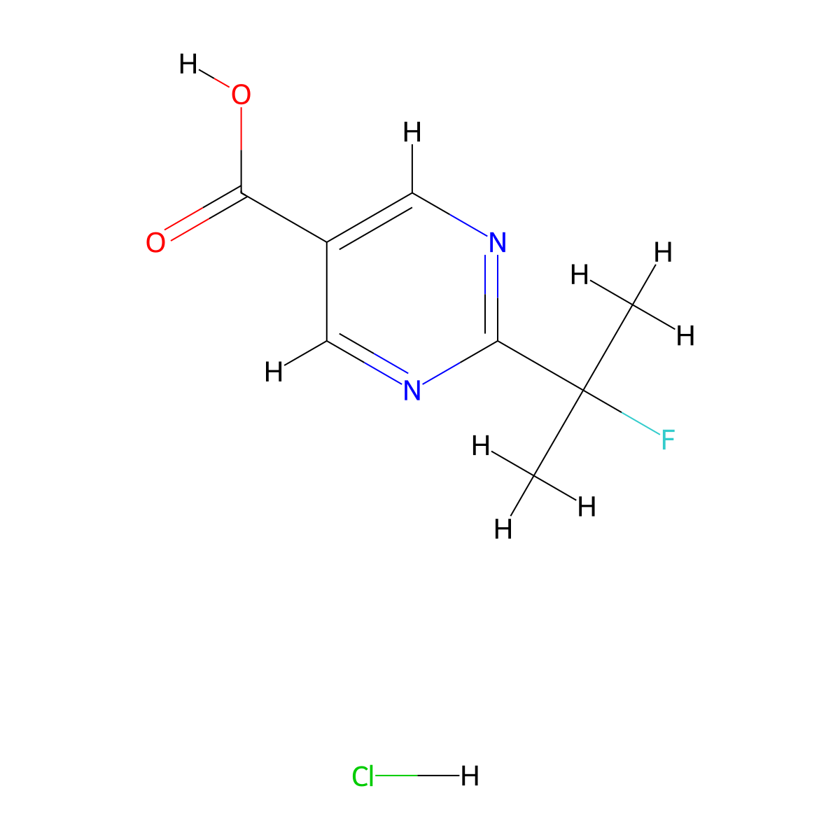 2-(2-Fluoropropan-2-yl)pyrimidine-5-carboxylic acid hydrochloride molecular structure, CAS 2955715-16-7