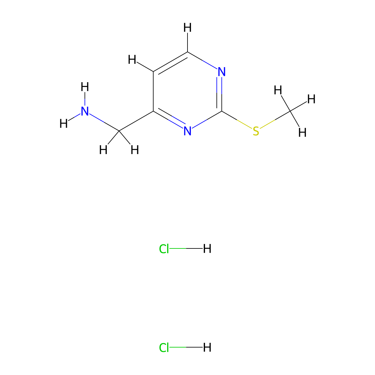 1-[2-(Methylsulfanyl)pyrimidin-4-yl]methanamine dihydrochloride molecular structure, CAS 2955715-22-5