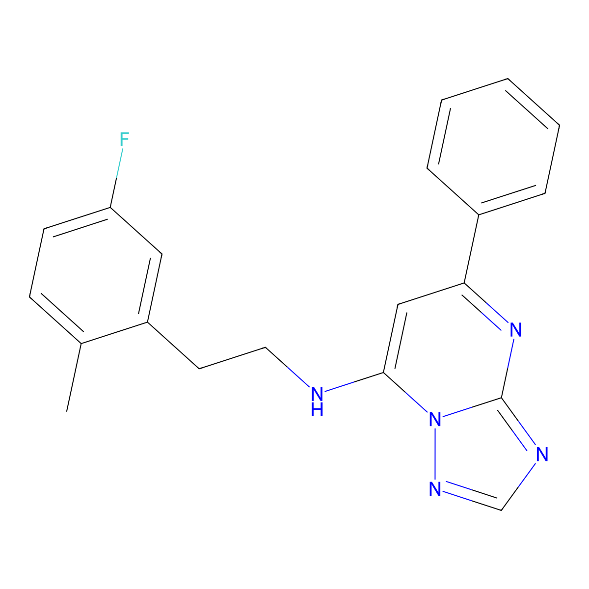 N-[2-(5-fluoro-2-methylphenyl)ethyl]-5-phenyl-[1,2,4]triazolo[1,5-a]pyrimidin-7-amine molecular structure, CAS 2955792-92-2