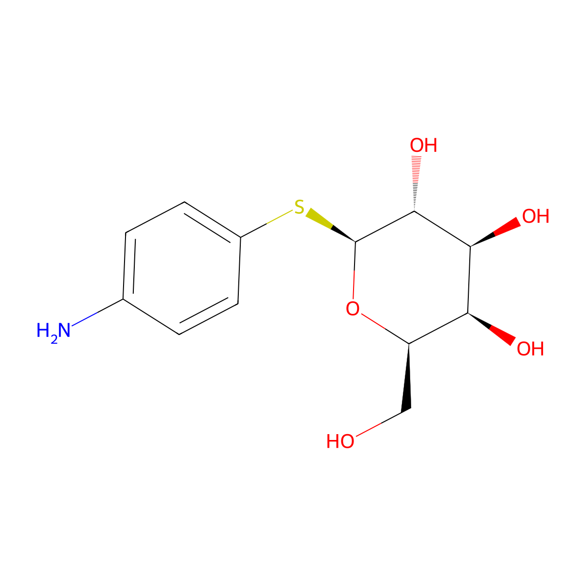 (2S,3R,4S,5R,6R)-2-(4-aminophenyl)sulfanyl-6-(hydroxymethyl)oxane-3,4,5-triol molecular structure, CAS 29558-05-2