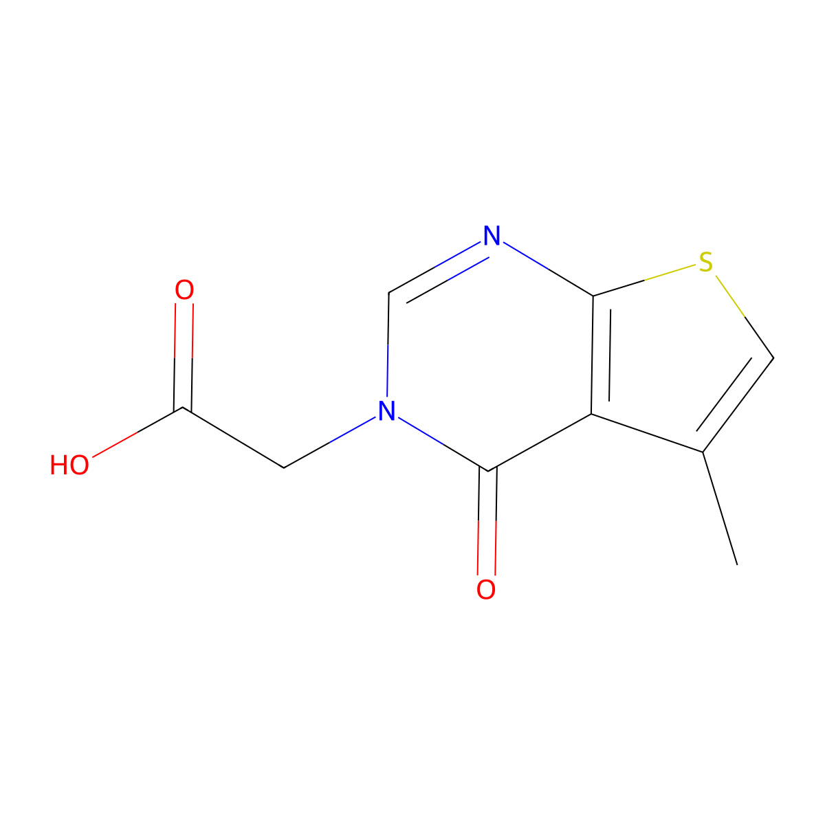 2-{5-methyl-4-oxo-3H,4H-thieno[2,3-d]pyrimidin-3-yl}acetic acid molecular structure, CAS 2955956-36-0