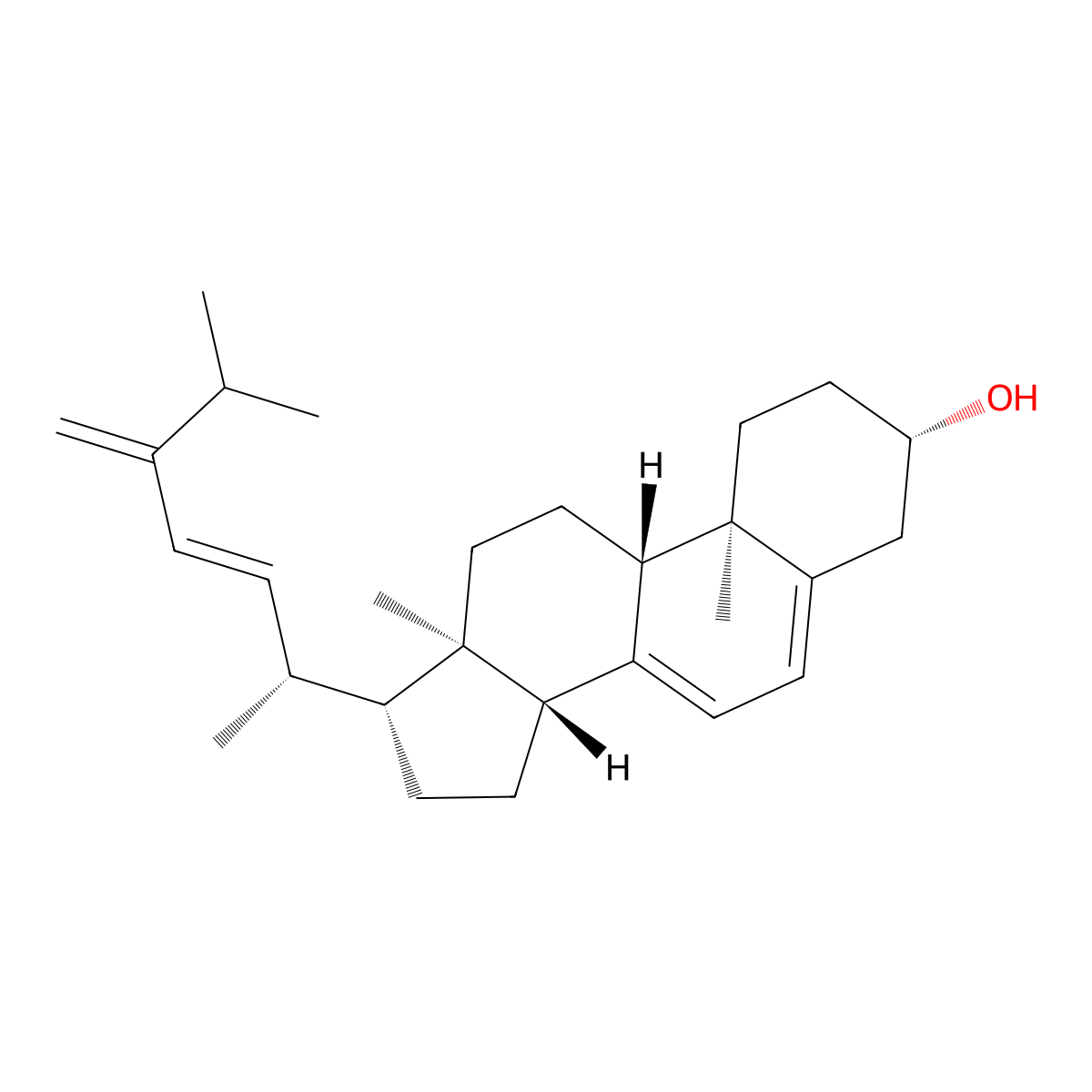 Ergosta-5,7,22,24(28)-tetraen-3beta-ol molecular structure, CAS 29560-24-5