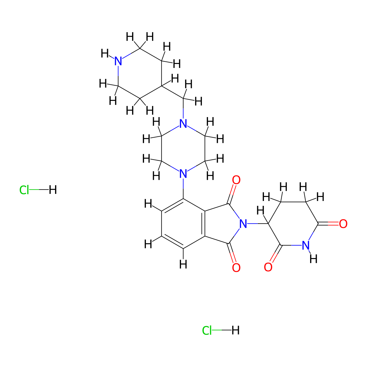 2-(2,6-dioxopiperidin-3-yl)-4-{4-[(piperidin-4-yl)methyl]piperazin-1-yl}-2,3-dihydro-1H-isoindole-1,3-dione dihydrochloride molecular structure, CAS 2956475-81-1