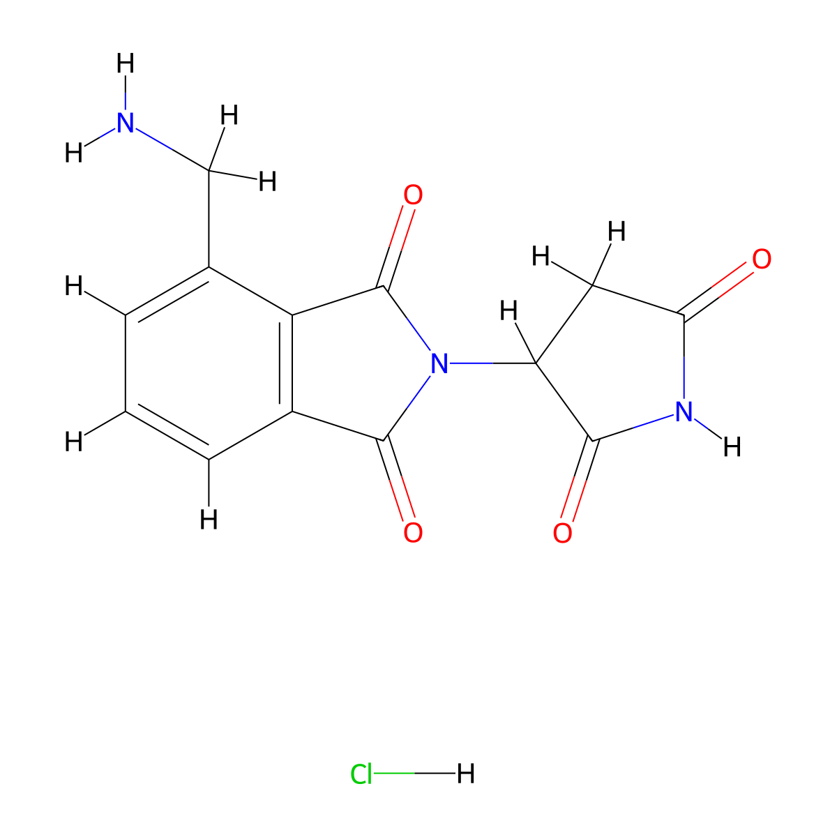 4-(aminomethyl)-2-(2,5-dioxopyrrolidin-3-yl)-2,3-dihydro-1H-isoindole-1,3-dione hydrochloride molecular structure, CAS 2956478-76-3