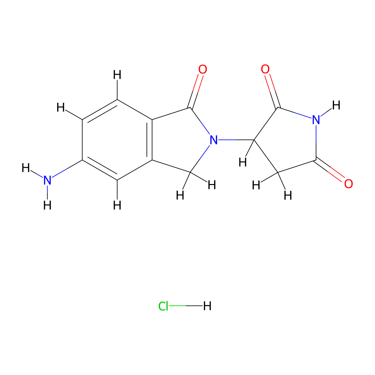 3-(5-amino-1-oxo-2,3-dihydro-1H-isoindol-2-yl)pyrrolidine-2,5-dione hydrochloride molecular structure, CAS 2956540-14-8