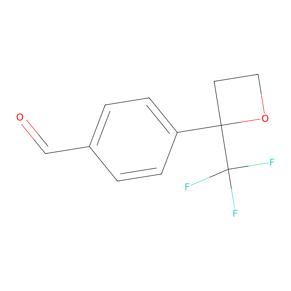 4-[2-(Trifluoromethyl)oxetan-2-yl]benzaldehyde molecular structure, CAS 2956558-20-4