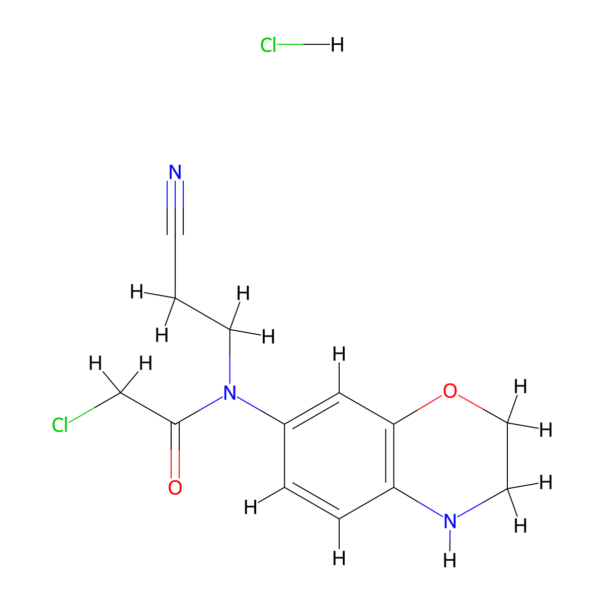 2-chloro-N-(2-cyanoethyl)-N-(3,4-dihydro-2H-1,4-benzoxazin-7-yl)acetamide hydrochloride molecular structure, CAS 2956574-27-7