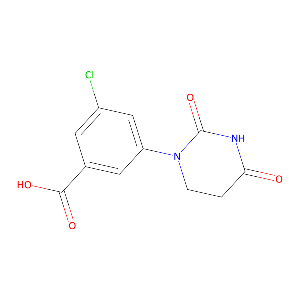 3-Chloro-5-(2,4-dioxo-1,3-diazinan-1-yl)benzoic acid molecular structure, CAS 2956602-17-6