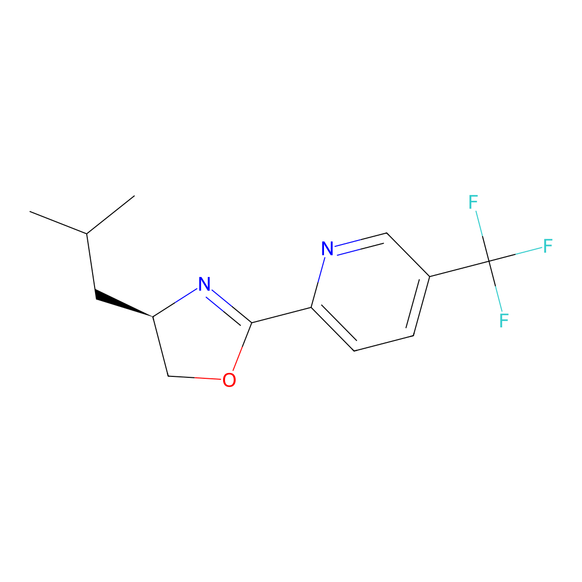 (R)-4-Isobutyl-2-(5-(trifluoromethyl)pyridin-2-YL)-4,5-dihydrooxazole molecular structure, CAS 2956637-96-8