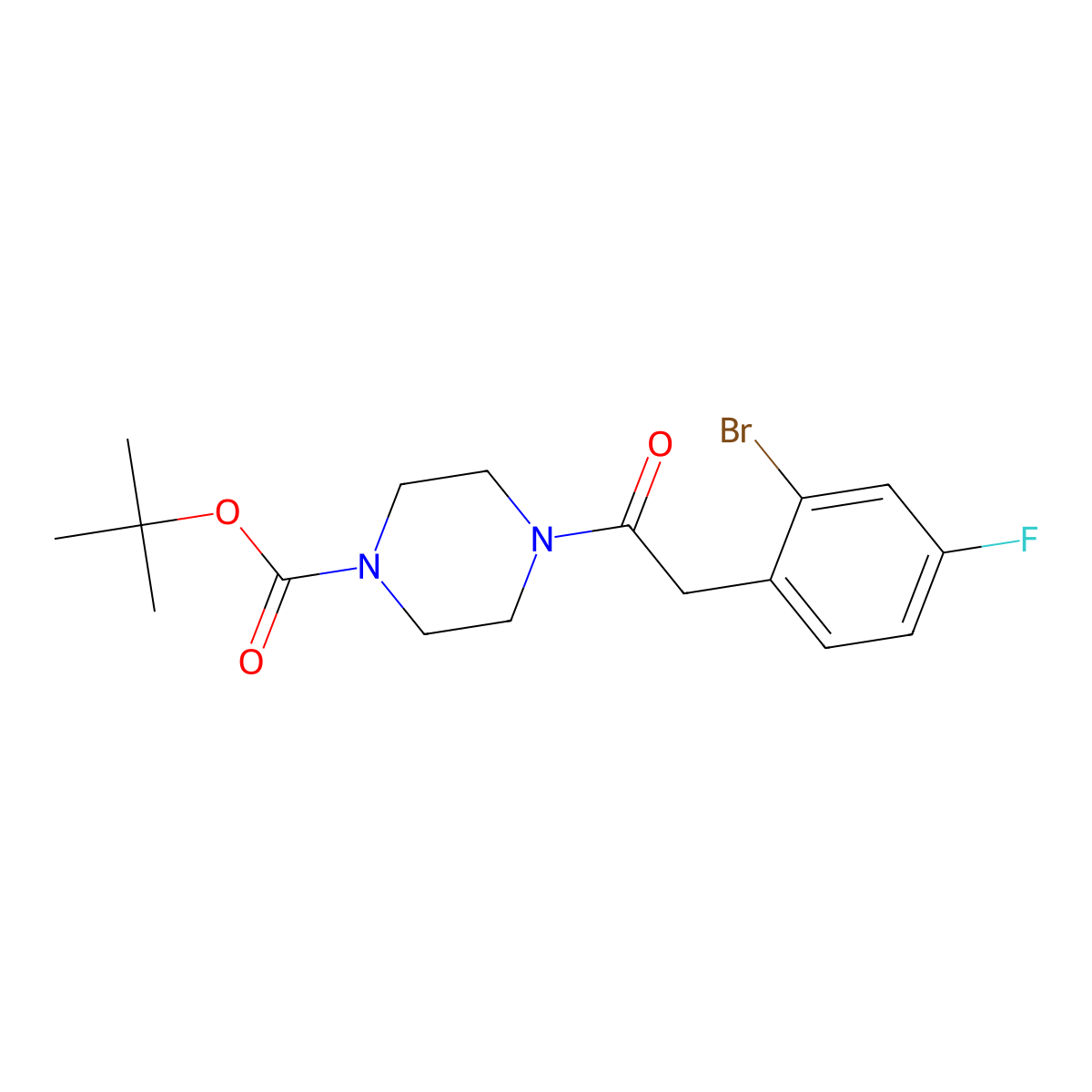 tert-Butyl 4-(2-(2-bromo-4-fluorophenyl)acetyl)piperazine-1-carboxylate molecular structure, CAS 2957035-87-7