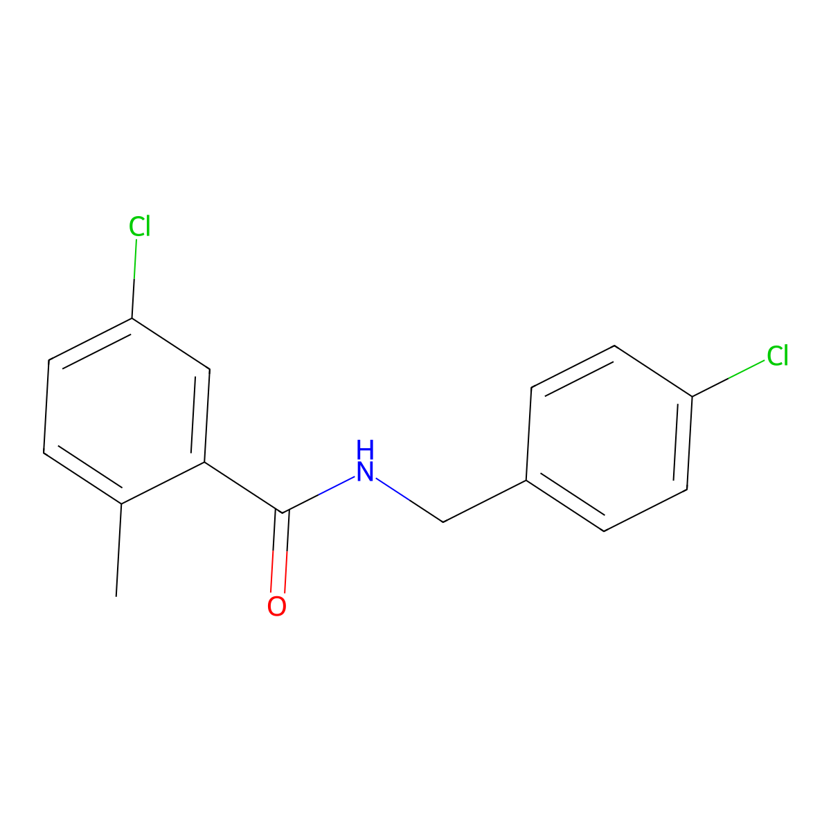 Benzamide, 5-chloro-N-[(4-chlorophenyl)methyl]-2-methyl- molecular structure, CAS 2957089-36-8
