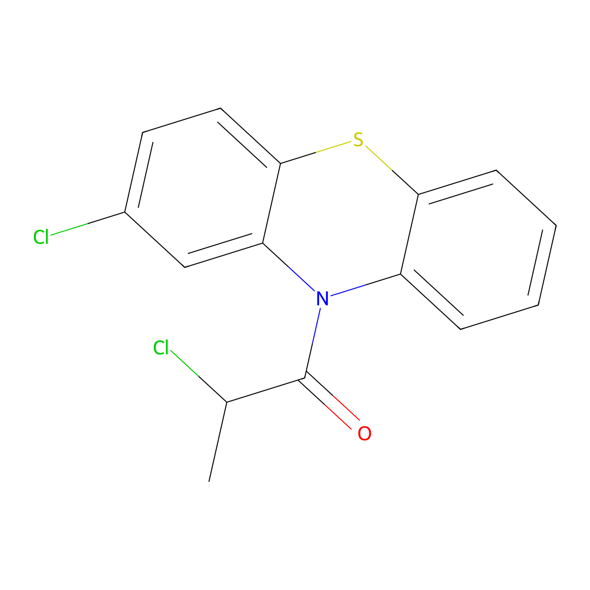 2-chloro-10-(2-chloropropanoyl)-10H-phenothiazine molecular structure, CAS 29573-84-0