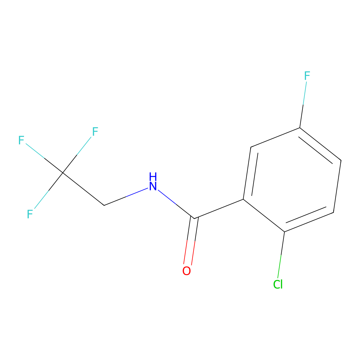 Benzamide, 2-chloro-5-fluoro-N-(2,2,2-trifluoroethyl)- molecular structure, CAS 2957527-37-4
