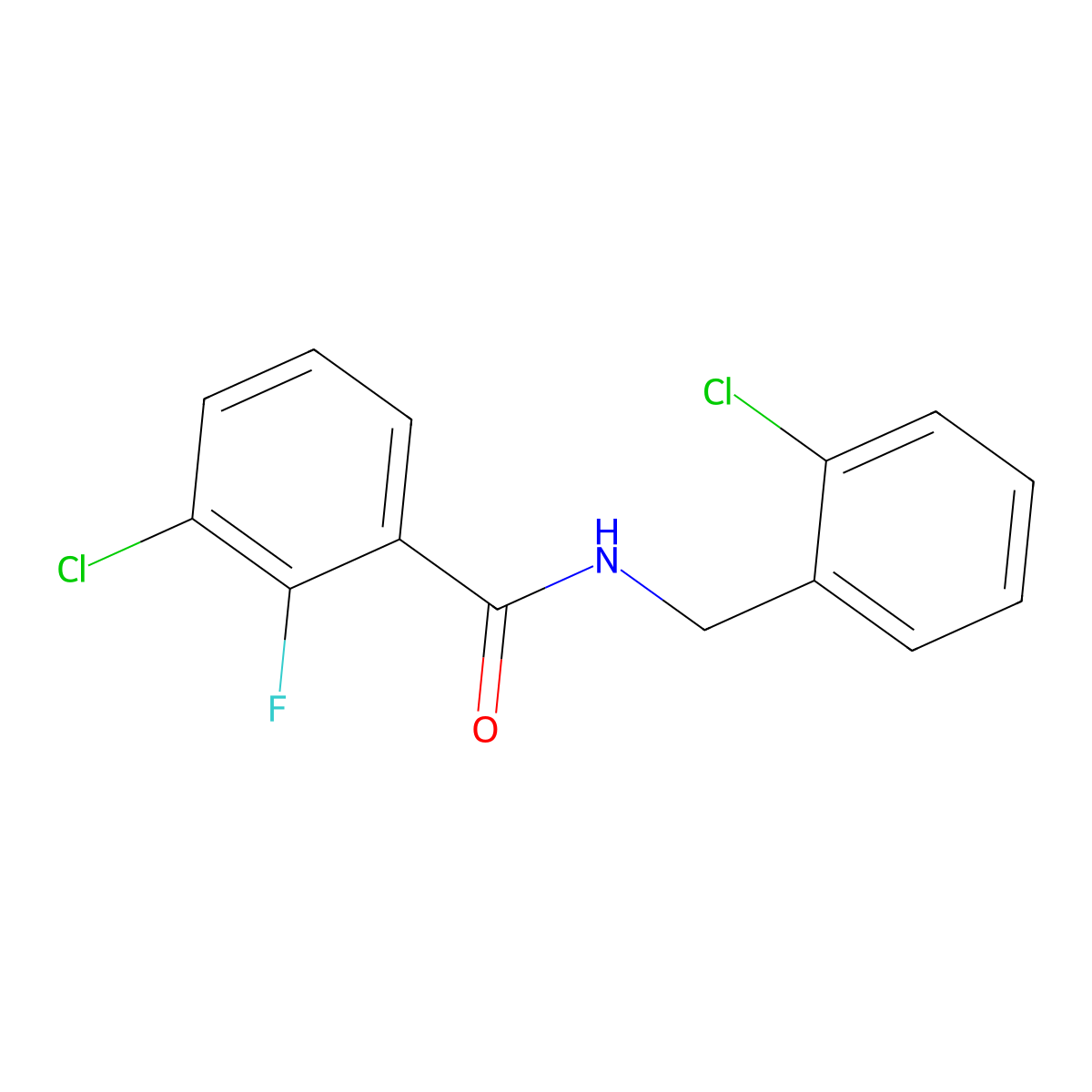 Benzamide, 3-chloro-N-[(2-chlorophenyl)methyl]-2-fluoro- molecular structure, CAS 2957576-03-1