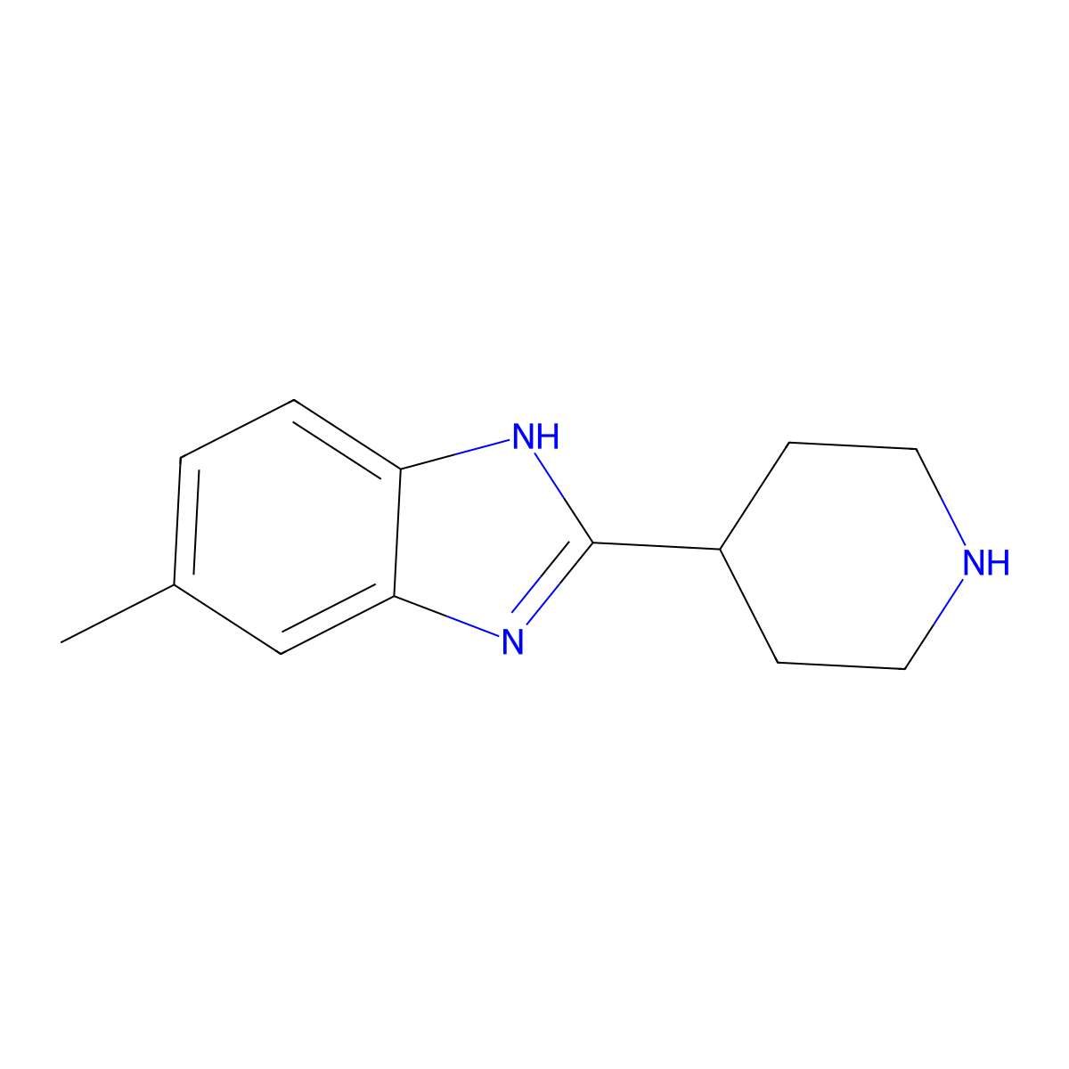 5-Methyl-2-piperidin-4-yl-1H-benzoimidazole molecular structure, CAS 295790-48-6