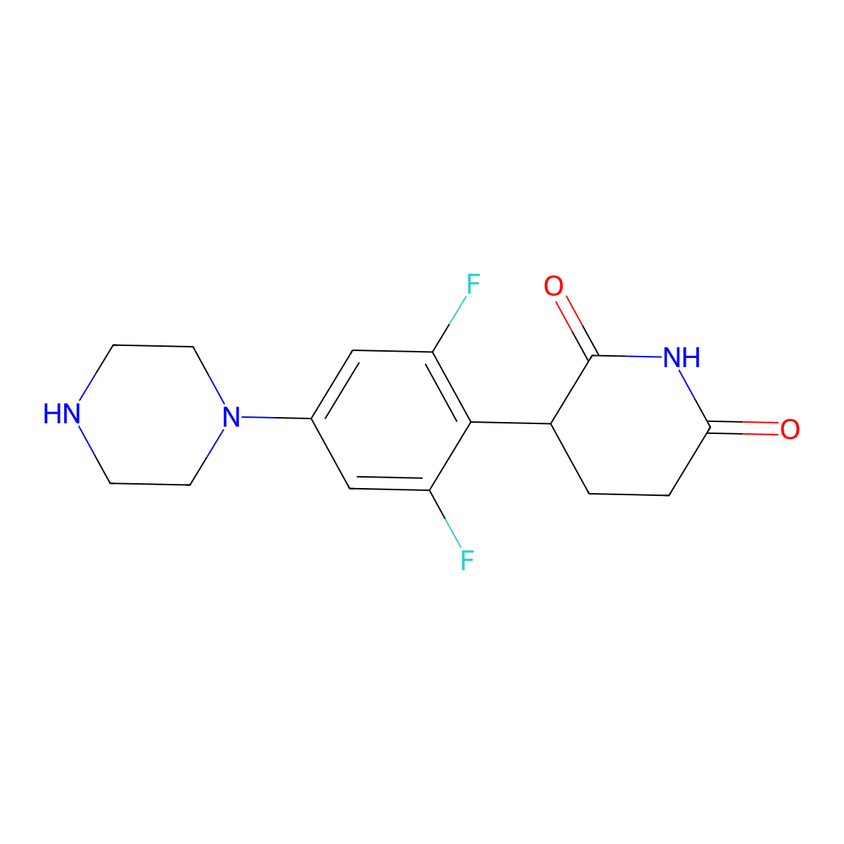 3-[2,6-Difluoro-4-(piperazin-1-yl)phenyl]piperidine-2,6-dione molecular structure, CAS 2957915-78-3