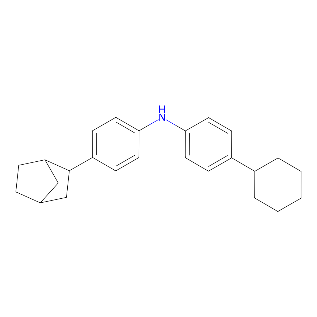 4-Bicyclo[2.2.1]hept-2-YL-N-(4-cyclohexylphenyl)-benzenamine molecular structure, CAS 2957917-99-4