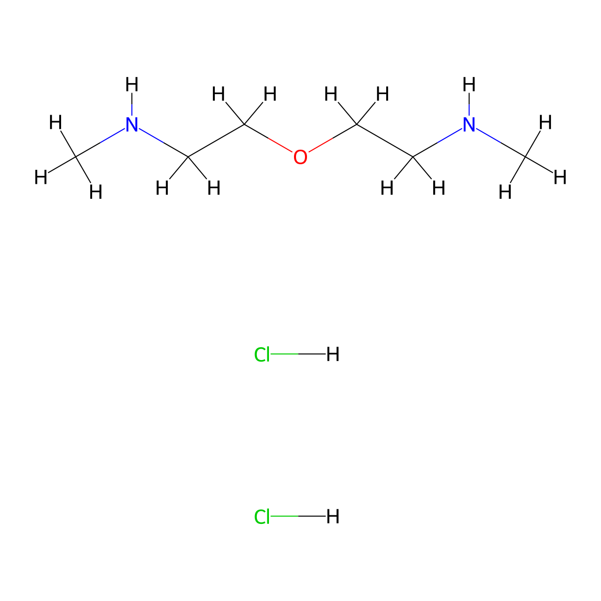 Bis(2-methylaminoethyl) Ether Hydrochloride (2,2'-oxybis(N-methylethan-1-amine), hydrochloride) molecular structure, CAS 295796-12-2
