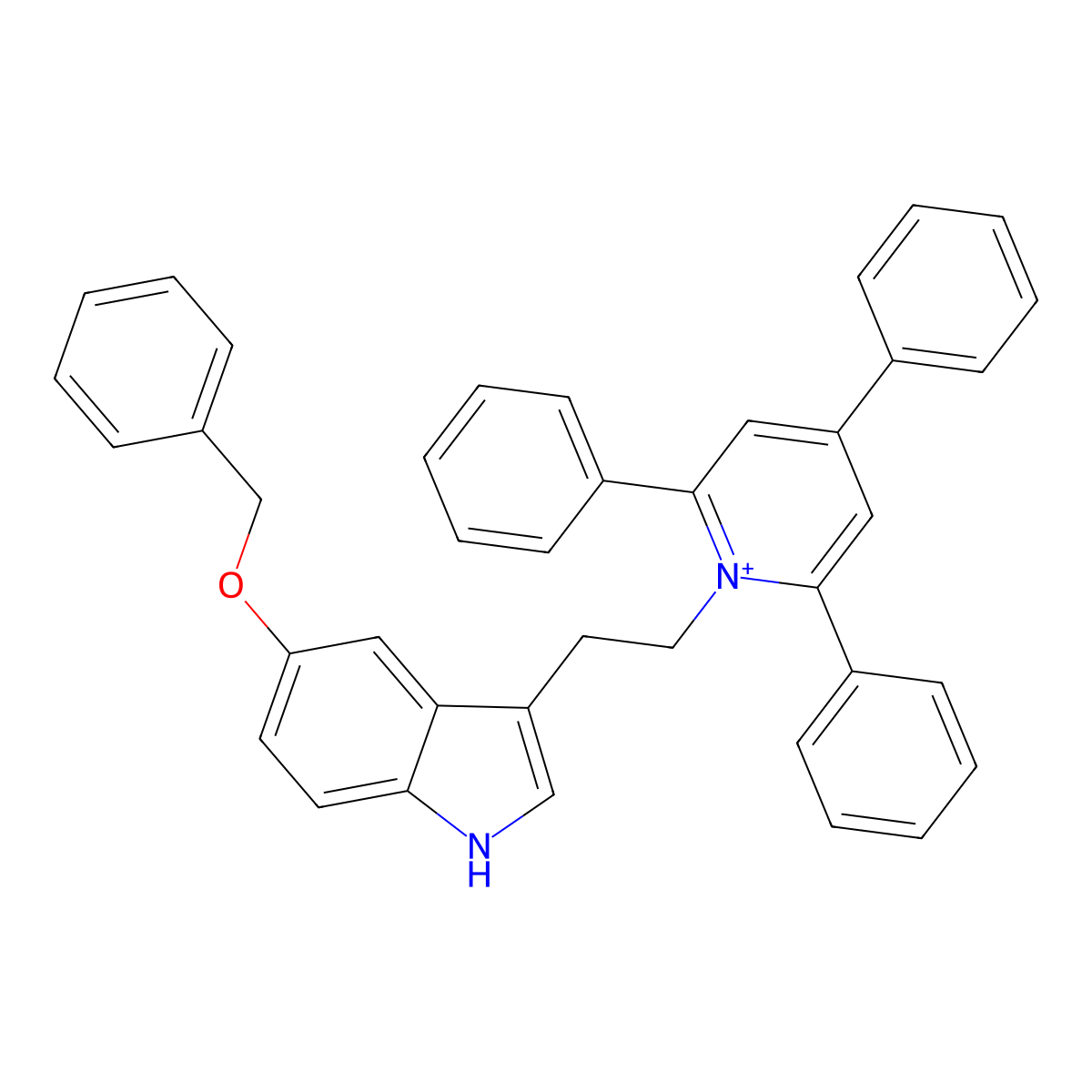 1-{2-[5-(benzyloxy)-1H-indol-3-yl]ethyl}-2,4,6-triphenylpyridinium molecular structure, CAS 295797-48-7