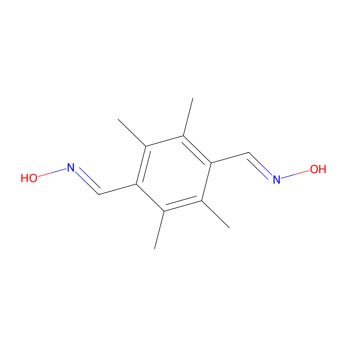 1,4-Benzenedicarboxaldehyde, 2,3,5,6-tetramethyl-, dioxime molecular structure, CAS 2958-60-3