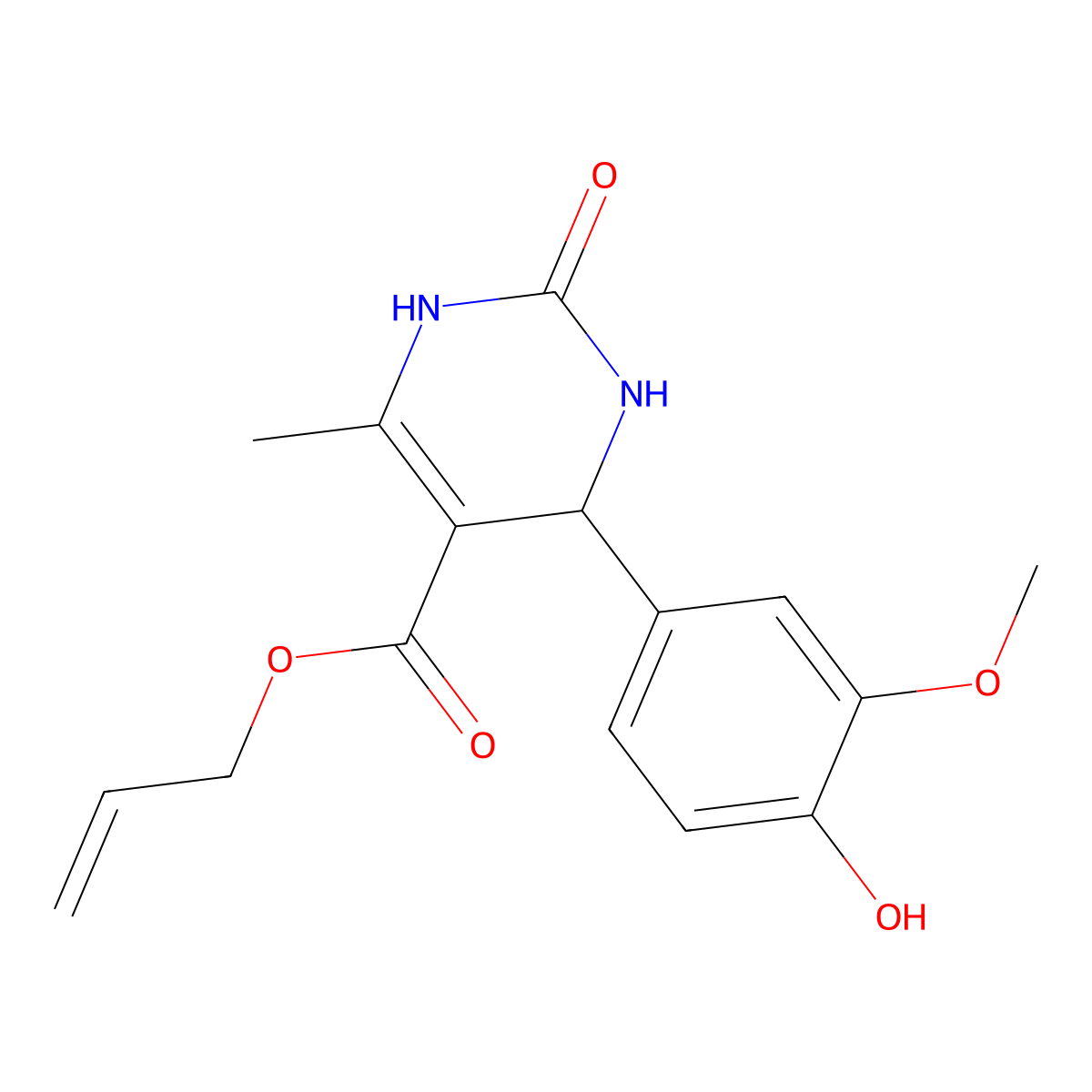 Prop-2-en-1-yl 4-(4-hydroxy-3-methoxyphenyl)-6-methyl-2-oxo-1,2,3,4-tetrahydropyrimidine-5-carboxylate molecular structure, CAS 295807-24-8
