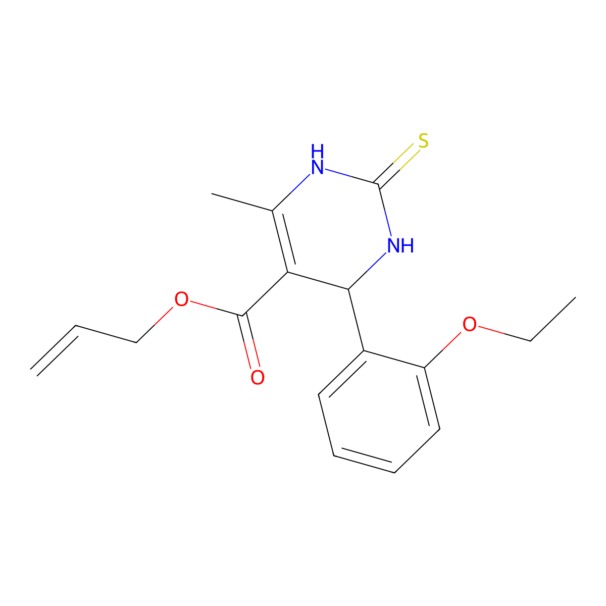 Allyl 4-(2-ethoxyphenyl)-6-methyl-2-thioxo-1,2,3,4-tetrahydropyrimidine-5-carboxylate molecular structure, CAS 295807-30-6