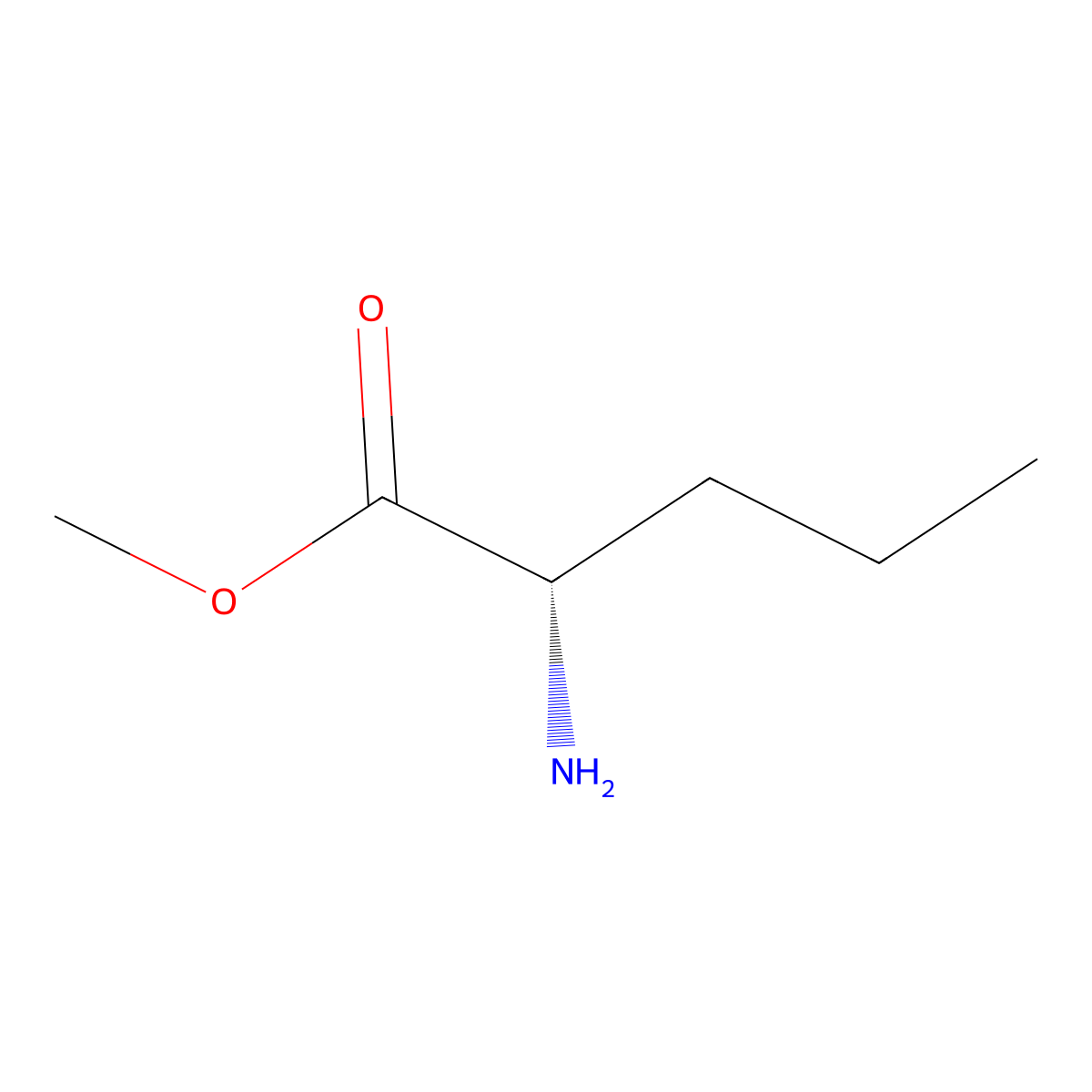 L-Norvaline, methyl ester molecular structure, CAS 29582-96-5