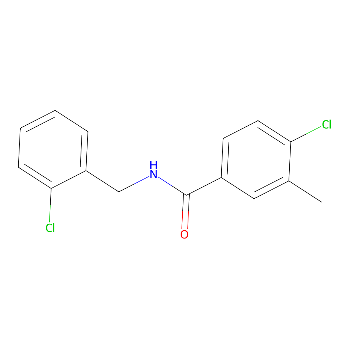 Benzamide, 4-chloro-N-[(2-chlorophenyl)methyl]-3-methyl- molecular structure, CAS 2958676-44-1