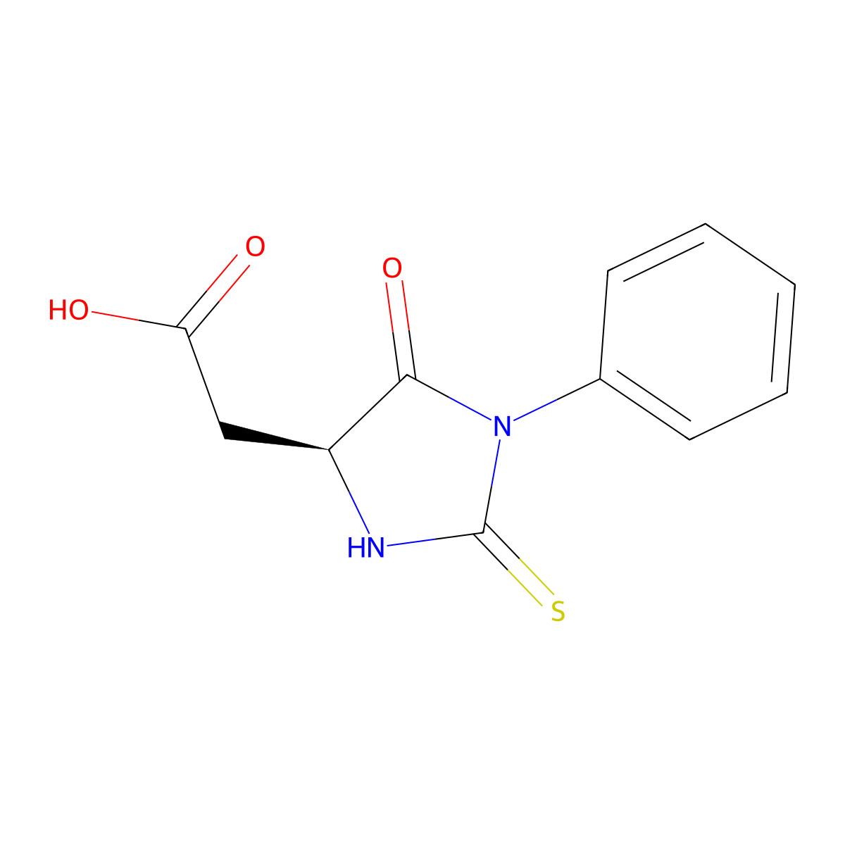 (4S)-5-Oxo-1-phenyl-2-thioxoimidazolidine-4-acetic acid molecular structure, CAS 29588-04-3