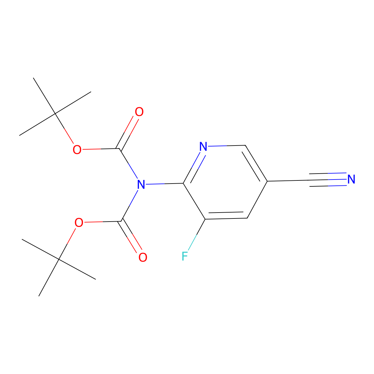 tert-butyl N-[(tert-butoxy)carbonyl]-N-(5-cyano-3-fluoropyridin-2-yl)carbamate molecular structure, CAS 2959498-52-1