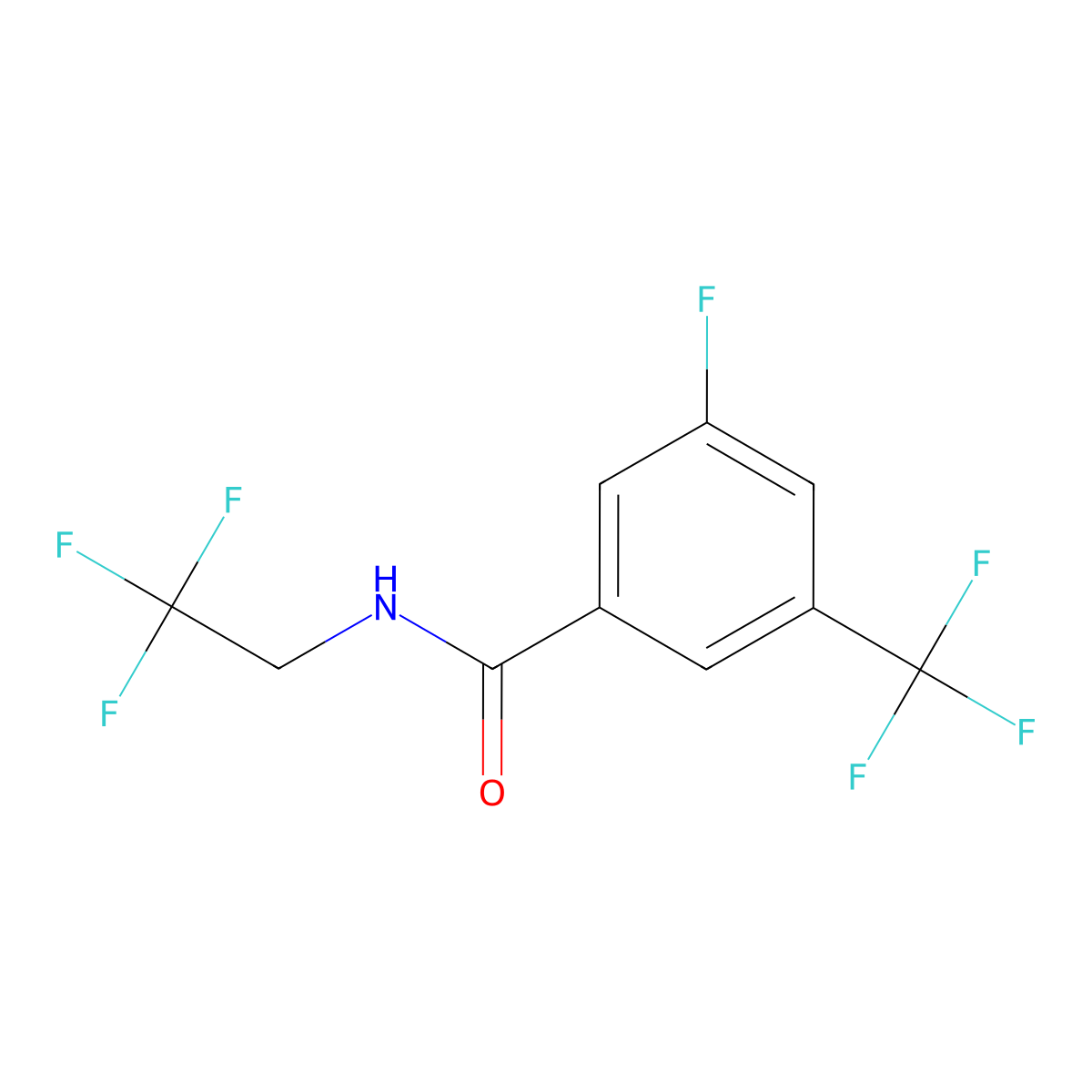 Benzamide, 3-fluoro-N-(2,2,2-trifluoroethyl)-5-(trifluoromethyl)- molecular structure, CAS 2959674-54-3