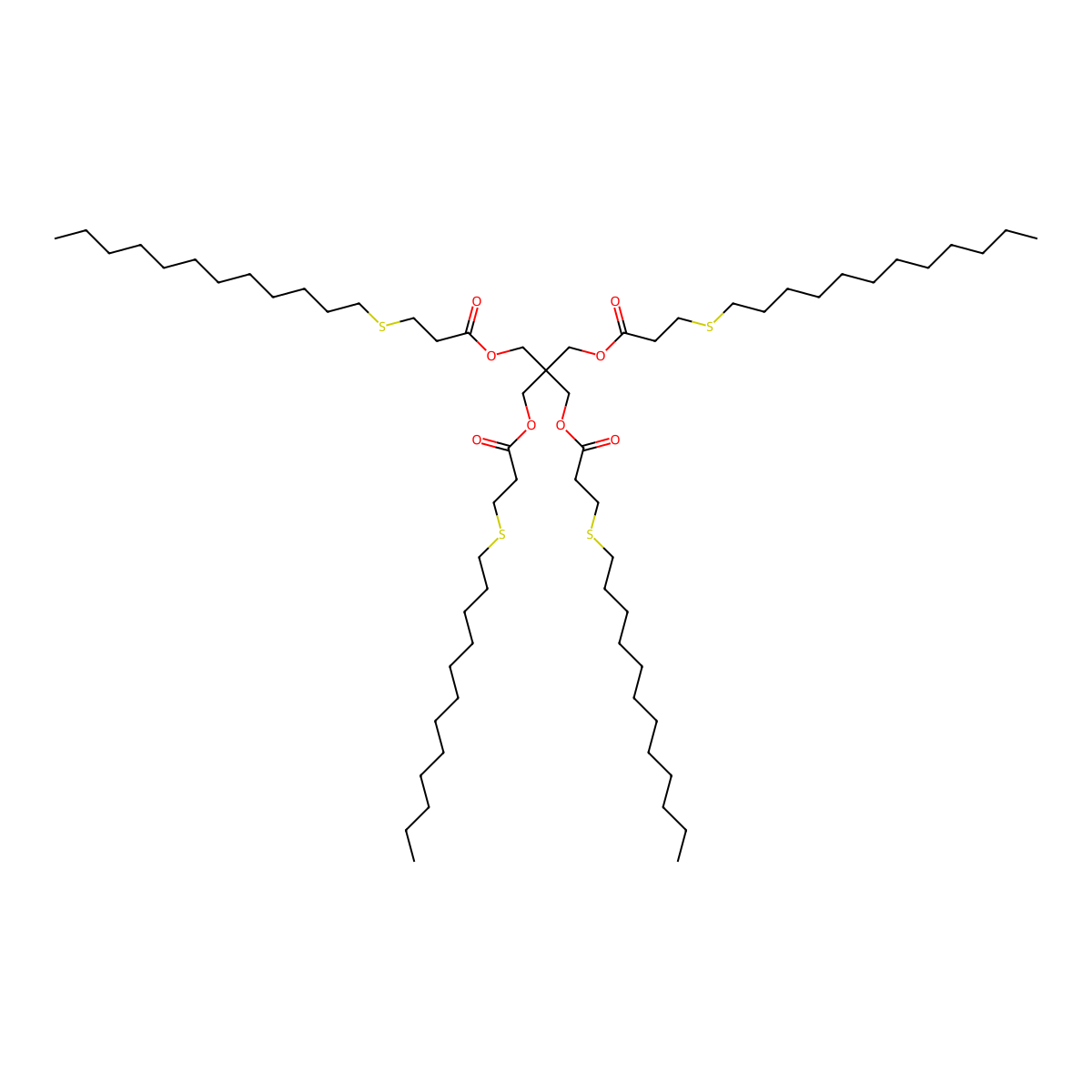 Neopentanetetrayl 3-(dodecylthio)propionate molecular structure, CAS 29598-76-3