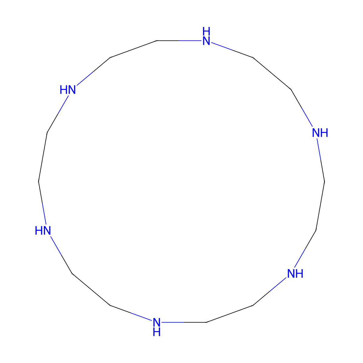1,4,7,10,13,16-Hexaazacyclooctadecane molecular structure, CAS 296-35-5