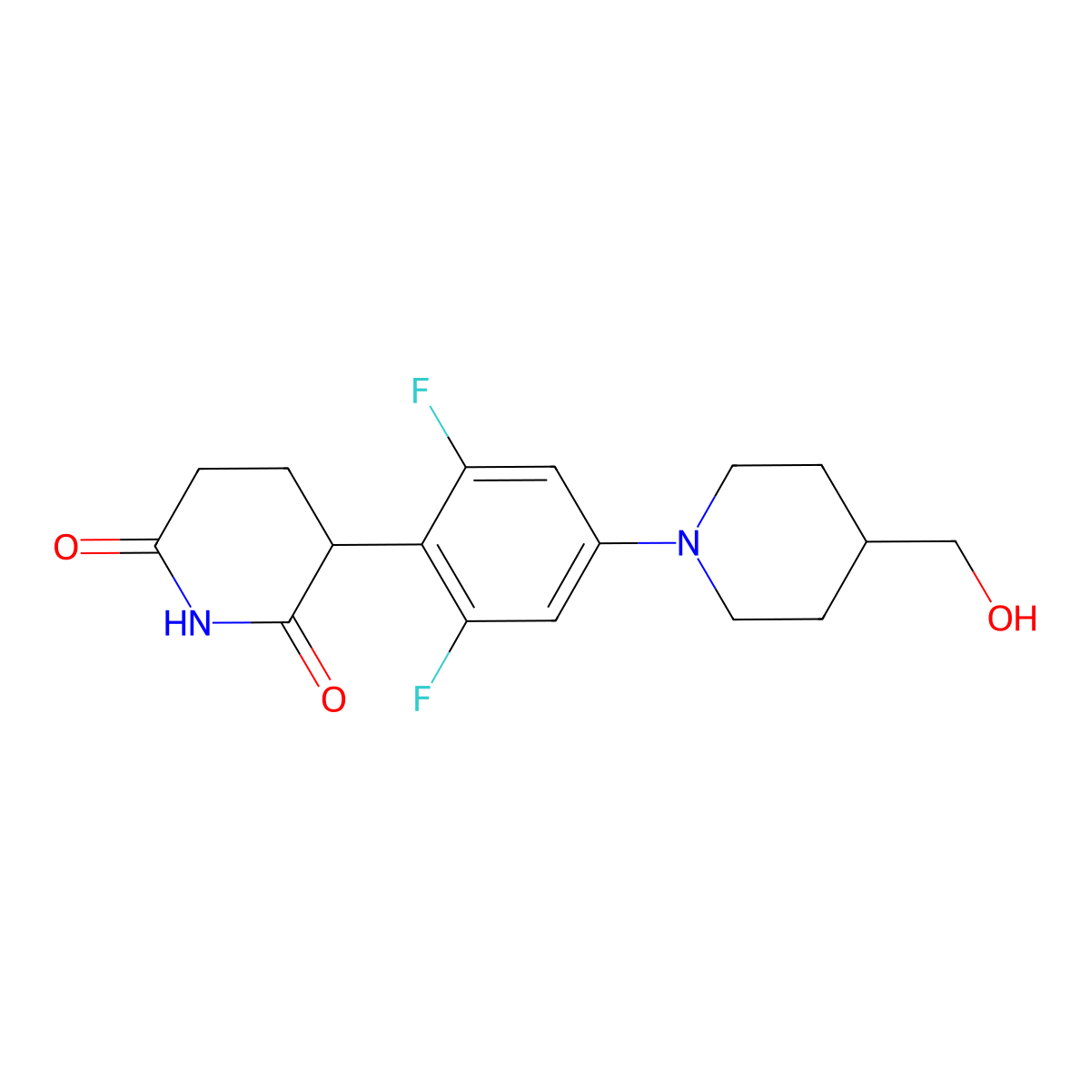 3-(2,6-Difluoro-4-(4-(hydroxymethyl)piperidin-1-YL)phenyl)piperidine-2,6-dione molecular structure, CAS 2960325-22-6