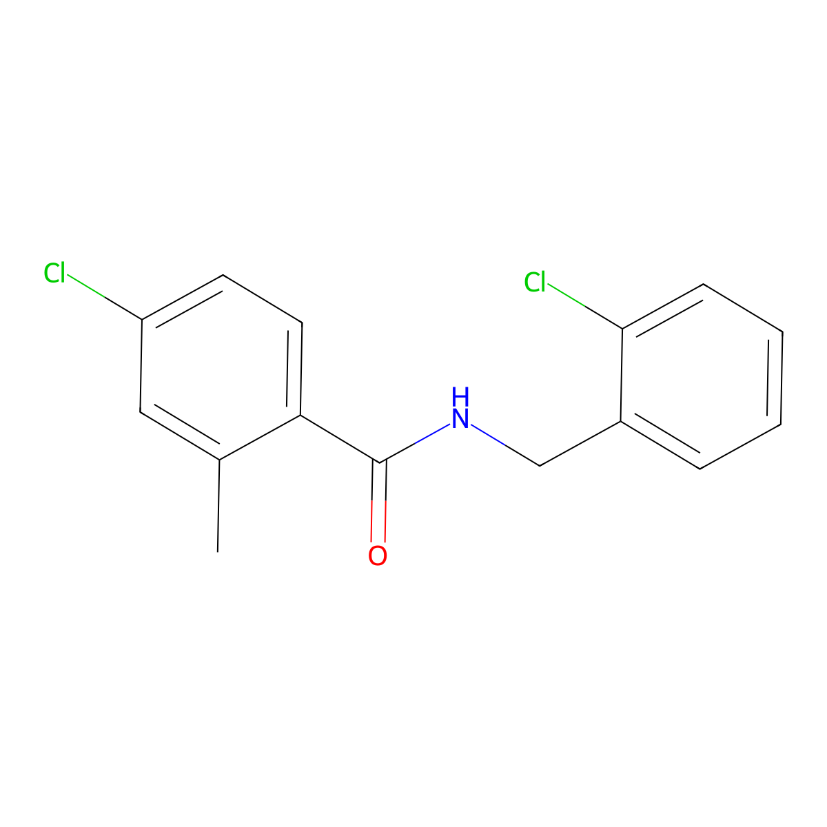 4-chloro-N-(2-chlorobenzyl)-2-methylbenzamide molecular structure, CAS 2960625-81-2