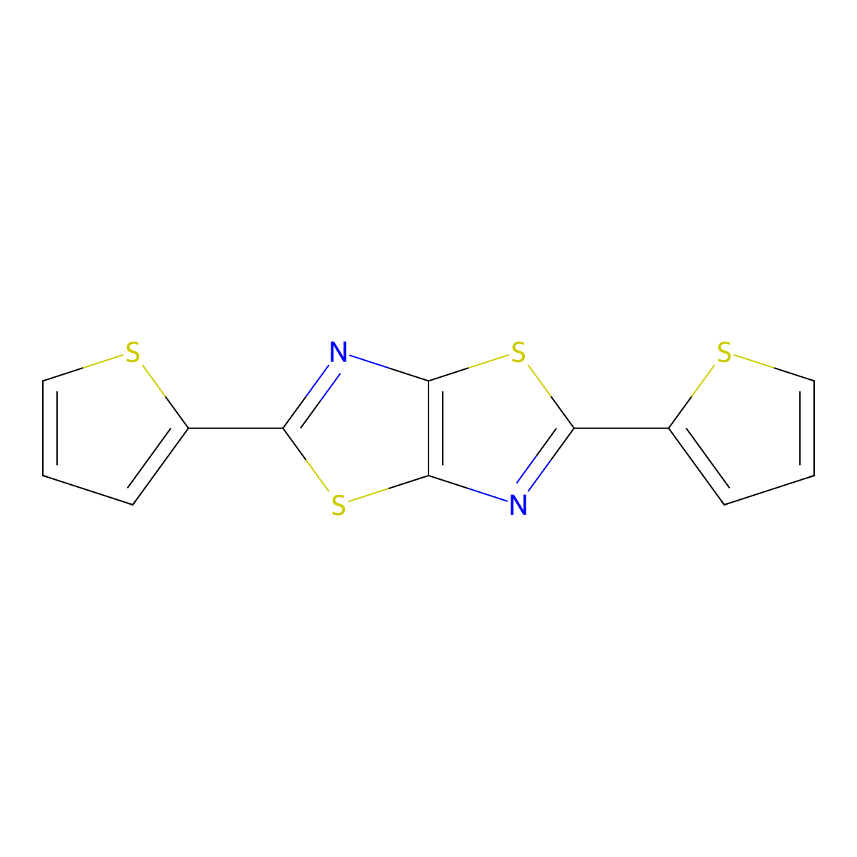 Dithienylthiazolo(5,4-d)thiazole molecular structure, CAS 29608-87-5
