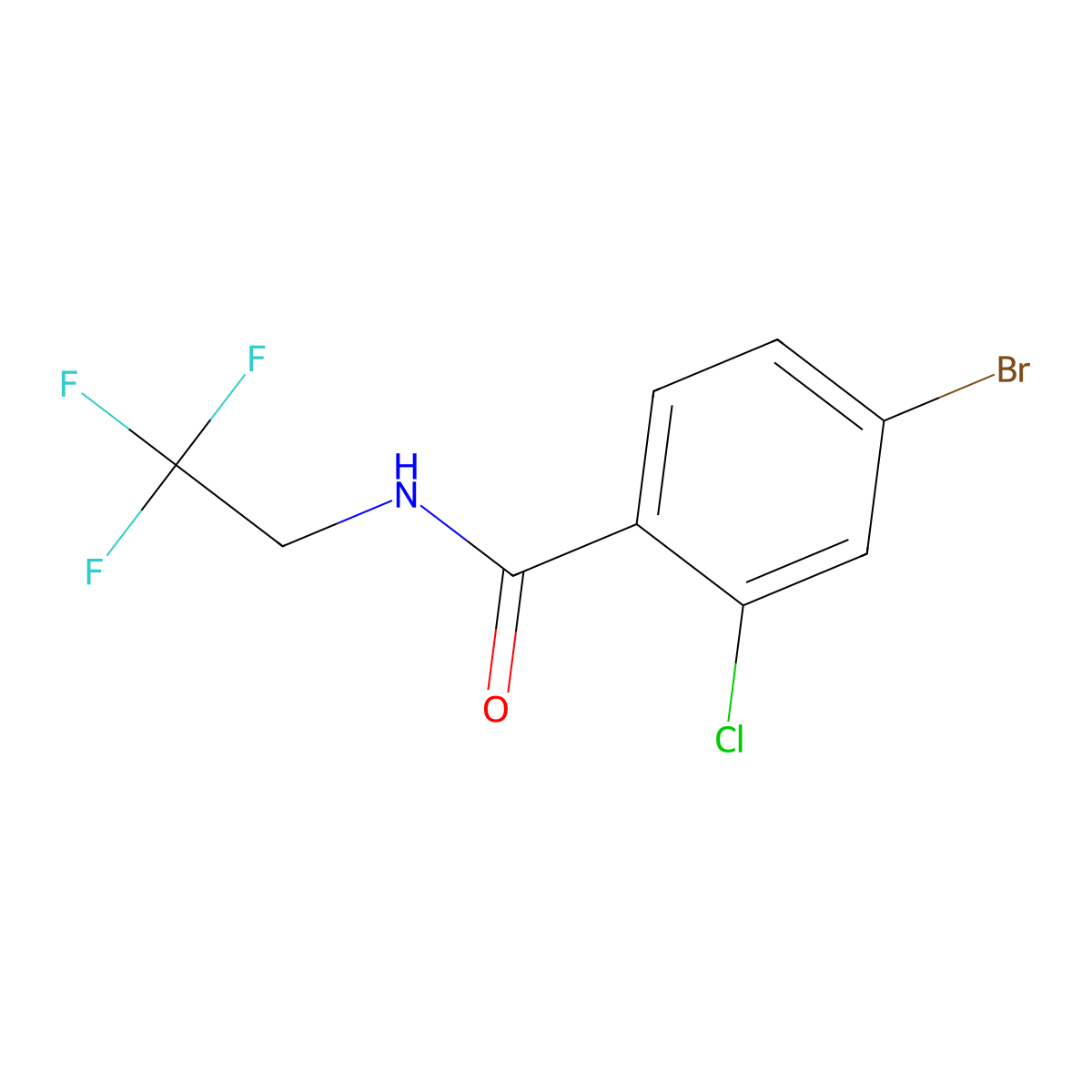 Benzamide, 4-bromo-2-chloro-N-(2,2,2-trifluoroethyl)- molecular structure, CAS 2960822-35-7