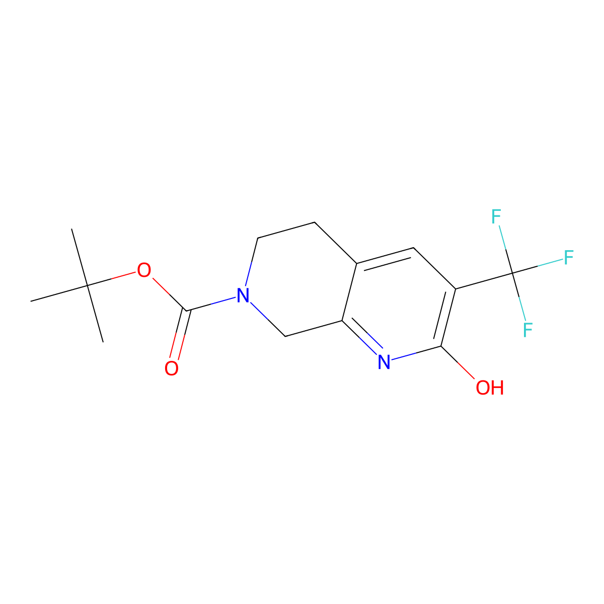 Tert-butyl 2-hydroxy-3-(trifluoromethyl)-5,8-dihydro-1,7-naphthyridine-7(6H)-carboxylate molecular structure, CAS 2960983-20-2