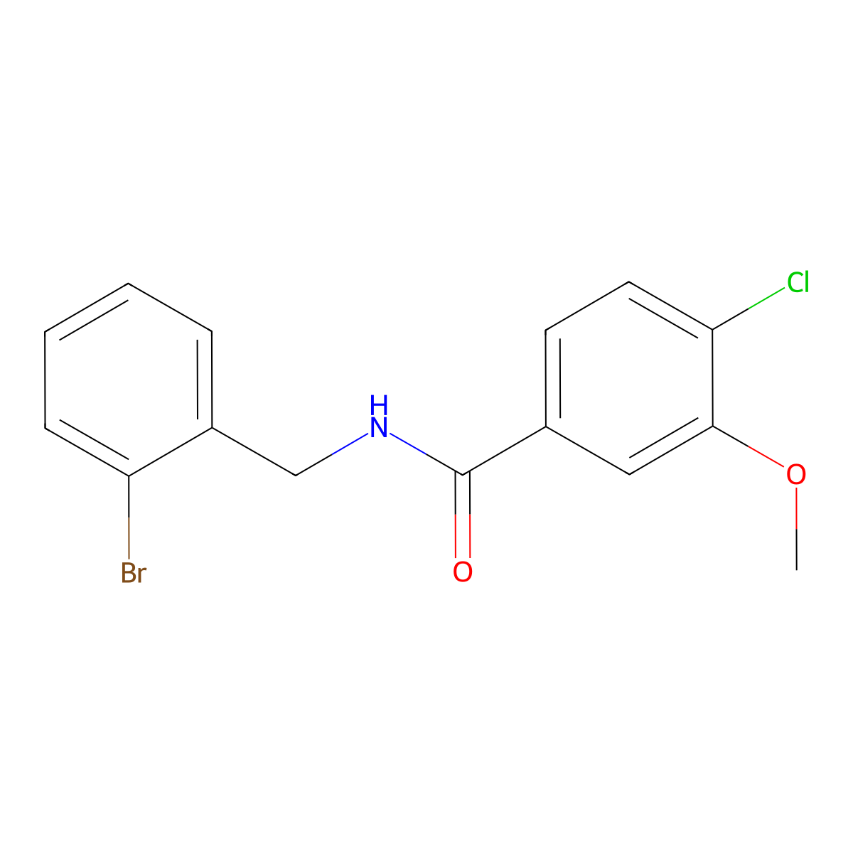 Benzamide, N-[(2-bromophenyl)methyl]-4-chloro-3-methoxy- molecular structure, CAS 2961224-93-9