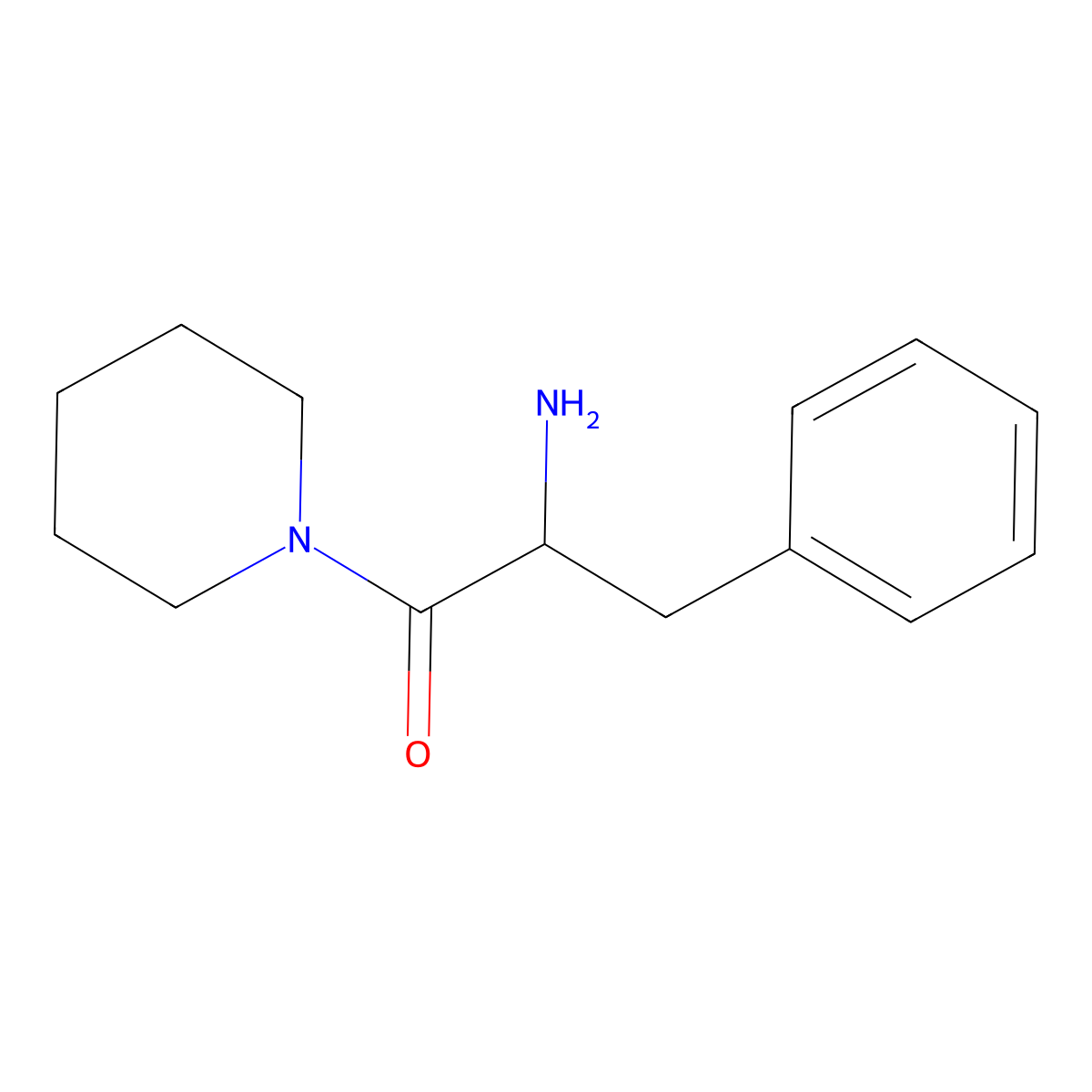 2-Amino-3-phenyl-1-(piperidin-1-yl)propan-1-one molecular structure, CAS 29618-19-7