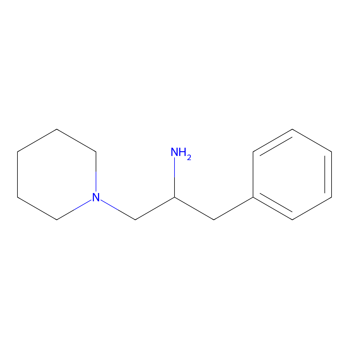 1-Phenyl-3-(piperidin-1-yl)propan-2-amine molecular structure, CAS 29618-49-3