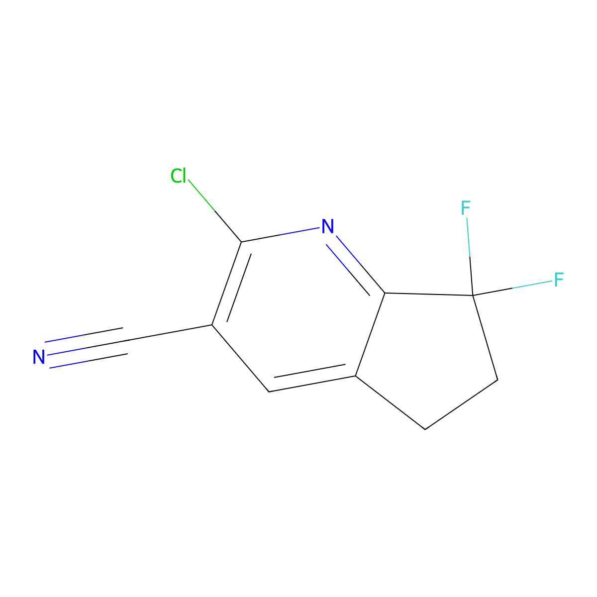 2-Chloro-7,7-difluoro-5H,6H,7H-cyclopenta[B]pyridine-3-carbonitrile molecular structure, CAS 2962013-31-4