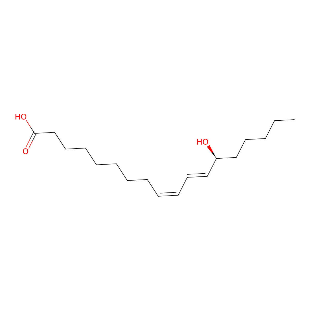 (9Z,11E,13S)-13-Hydroxyoctadeca-9,11-Dienoic Acid molecular structure, CAS 29623-28-7