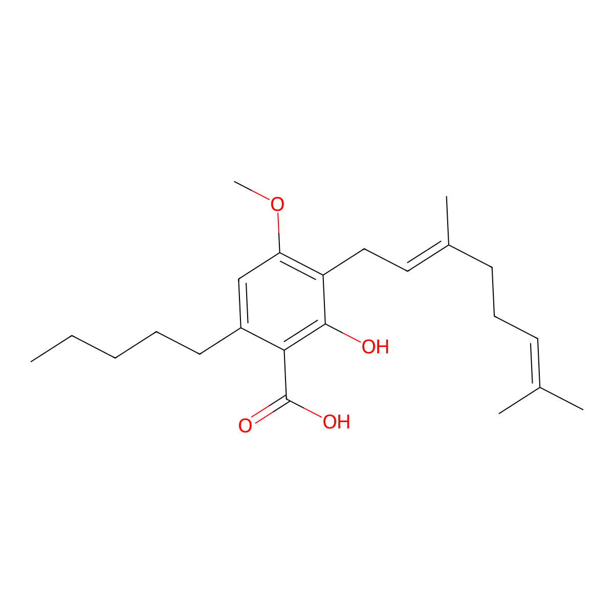 Cannabigerolic acid monomethyl ether molecular structure, CAS 29624-08-6