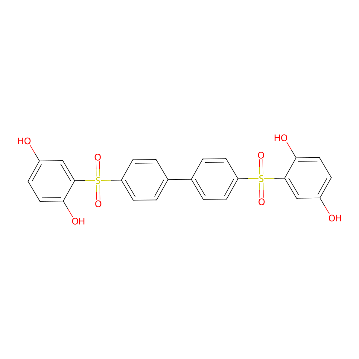 2-[4-[4-(2,5-Dihydroxyphenyl)sulfonylphenyl]phenyl]sulfonylbenzene-1,4-diol molecular structure, CAS 29624-69-9