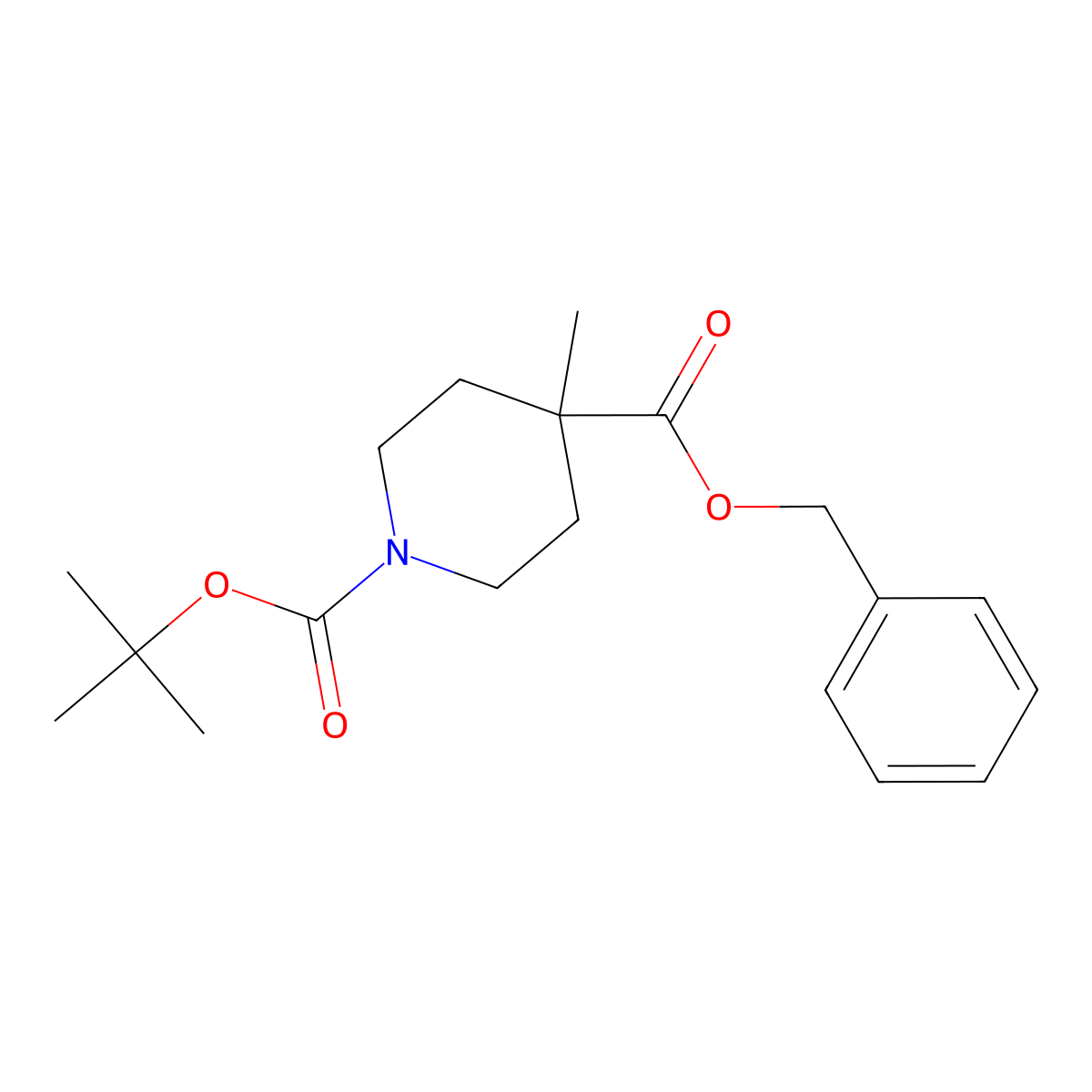 4-Benzyl 1-(tert-butyl) 4-methylpiperidine-1,4-dicarboxylate molecular structure, CAS 296240-48-7