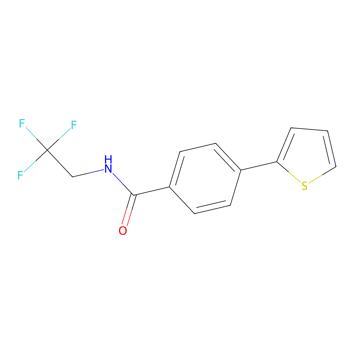 Benzamide, 4-(2-thienyl)-N-(2,2,2-trifluoroethyl)- molecular structure, CAS 2962415-30-9