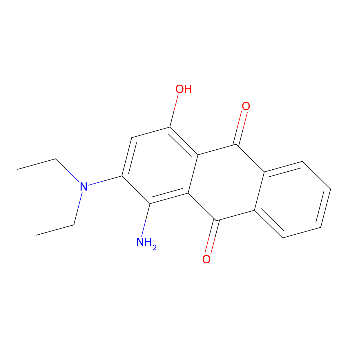 1-Amino-2-(diethylamino)-4-hydroxyanthracene-9,10-dione molecular structure, CAS 296243-83-9