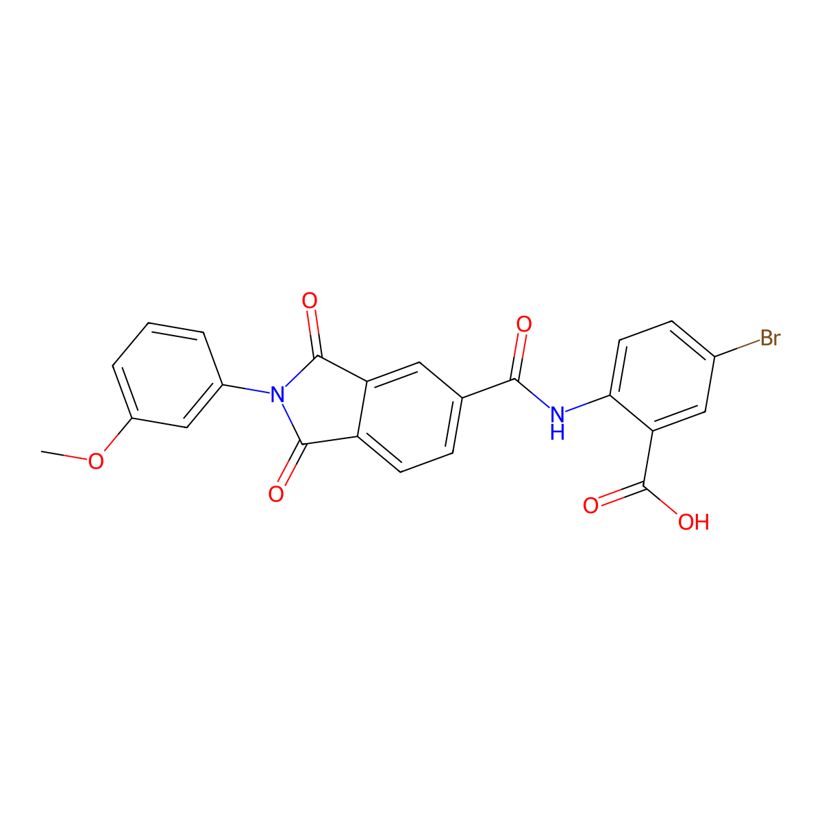 5-bromo-2-({[2-(3-methoxyphenyl)-1,3-dioxo-2,3-dihydro-1H-isoindol-5-yl]carbonyl}amino)benzoic acid molecular structure, CAS 296243-89-5